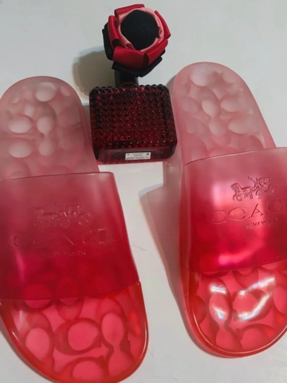 Coach Pink Ombre Slide Sandals